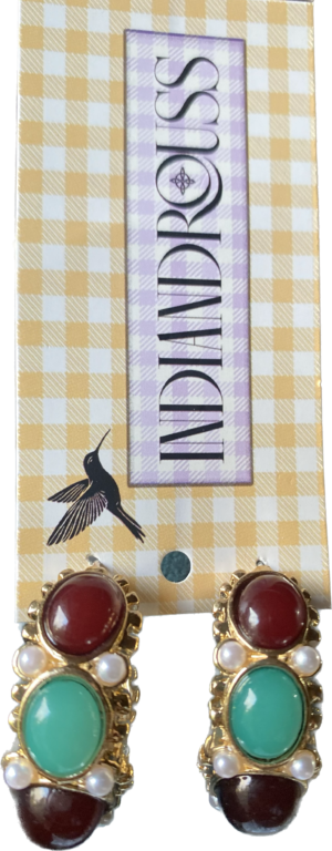 Pendientes argollas piedra perlas