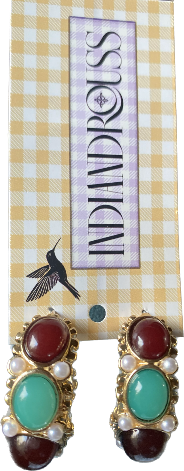 Pendientes argollas piedra perlas