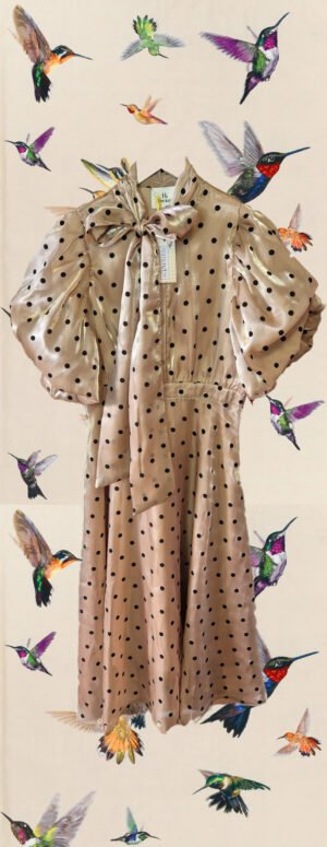 Vestido seda lunar camel/negro