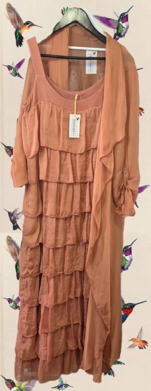 Vestido volantes seda Lolita Naranja tostado