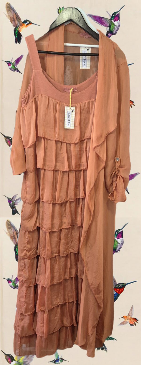 Vestido volantes seda Lolita Naranja tostado