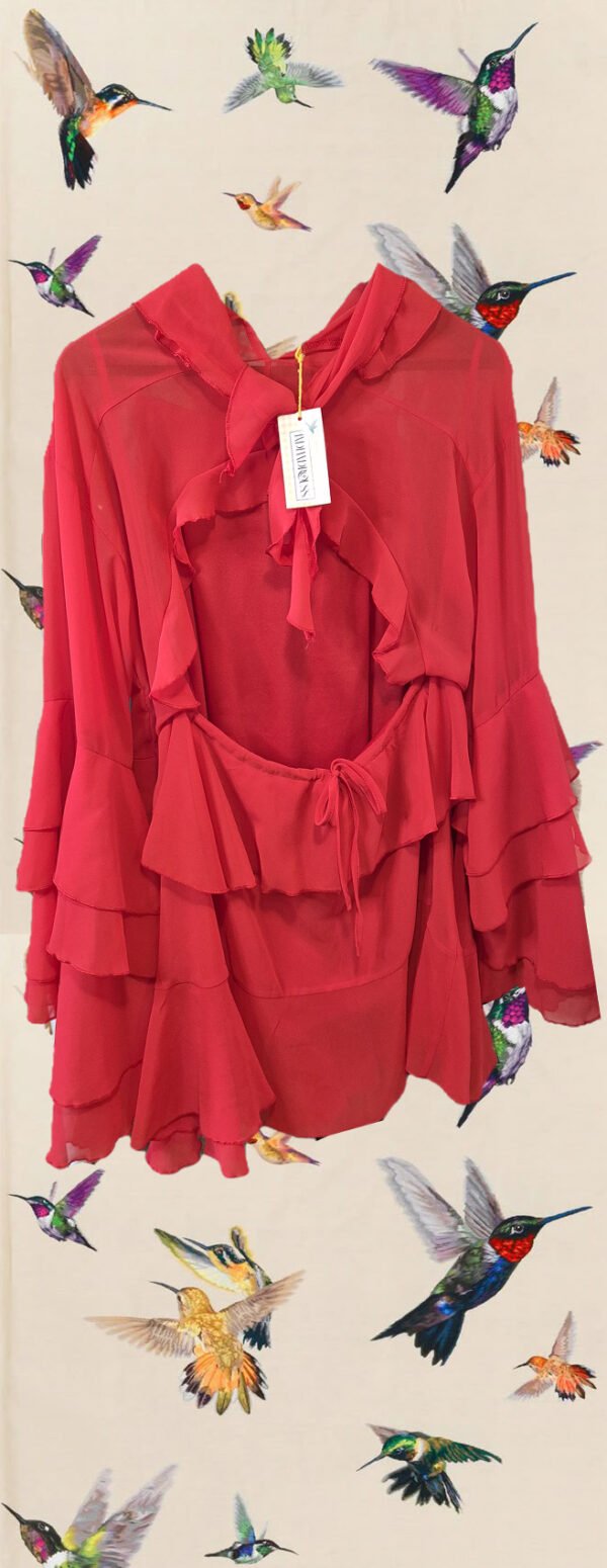 Vestido Modelo Soleá volantes rojo