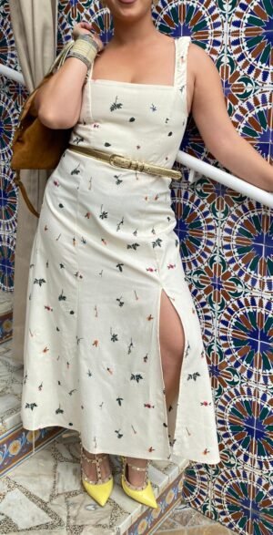 Vestido de Lino bordado flores